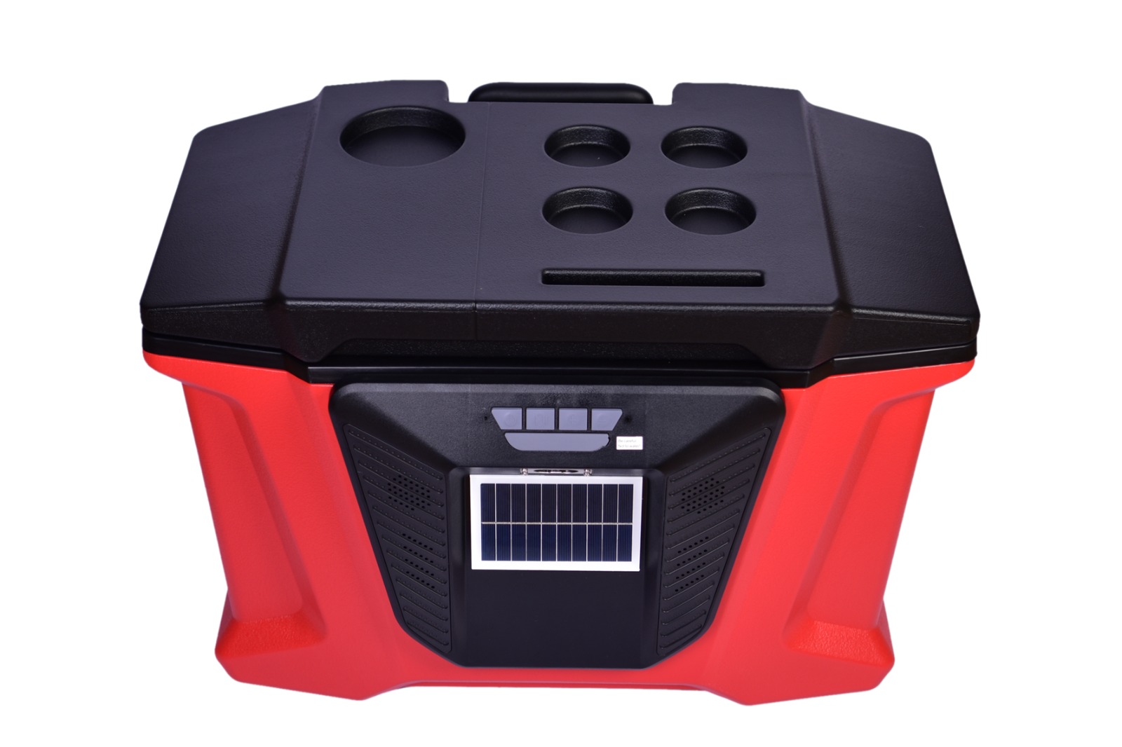 Ice Box Cooler and Bluetooth Speaker with solar system VAN 5500 - Red